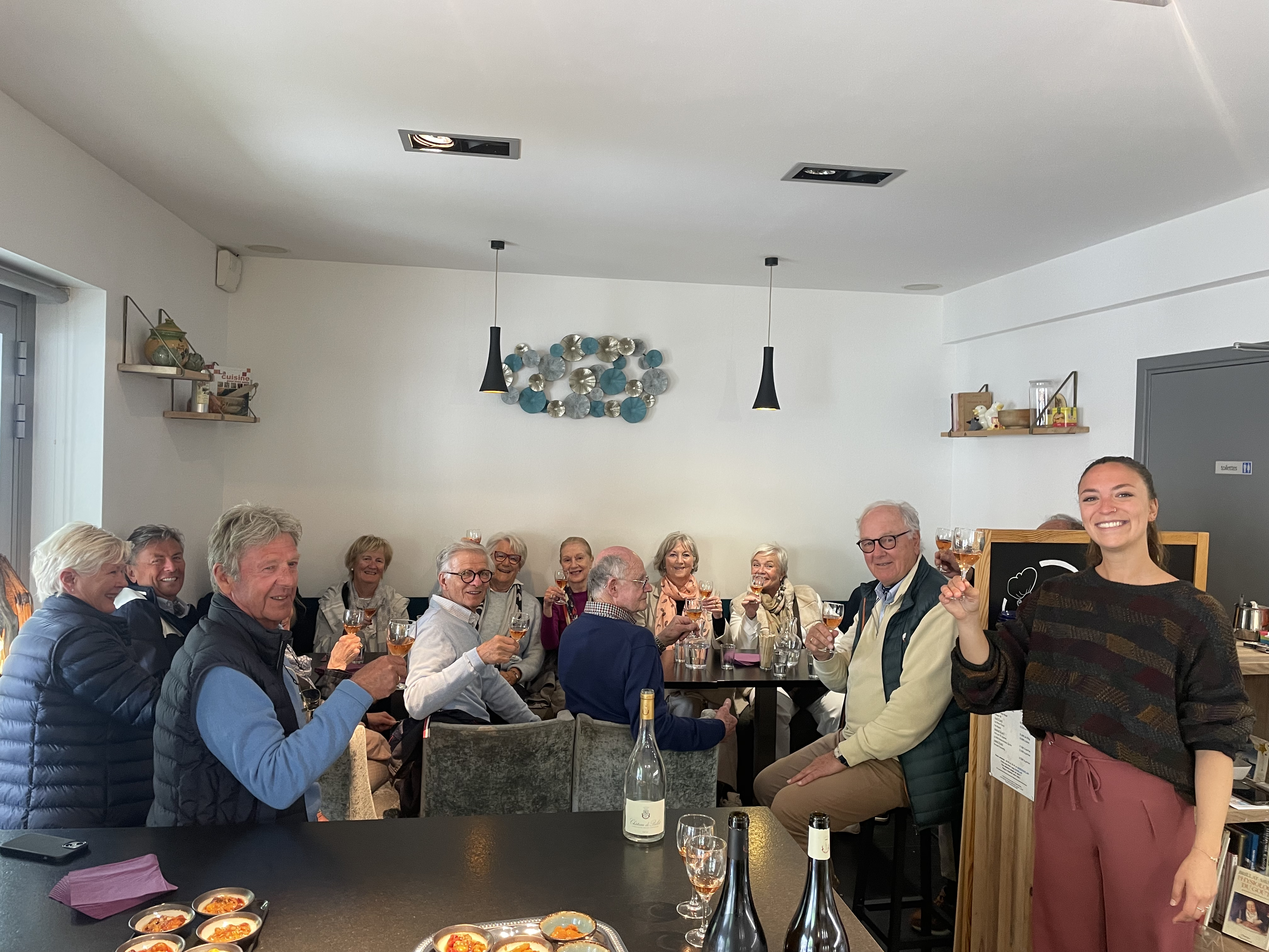 Norwegian group of 20 people during food tour in Antibes with tour guide