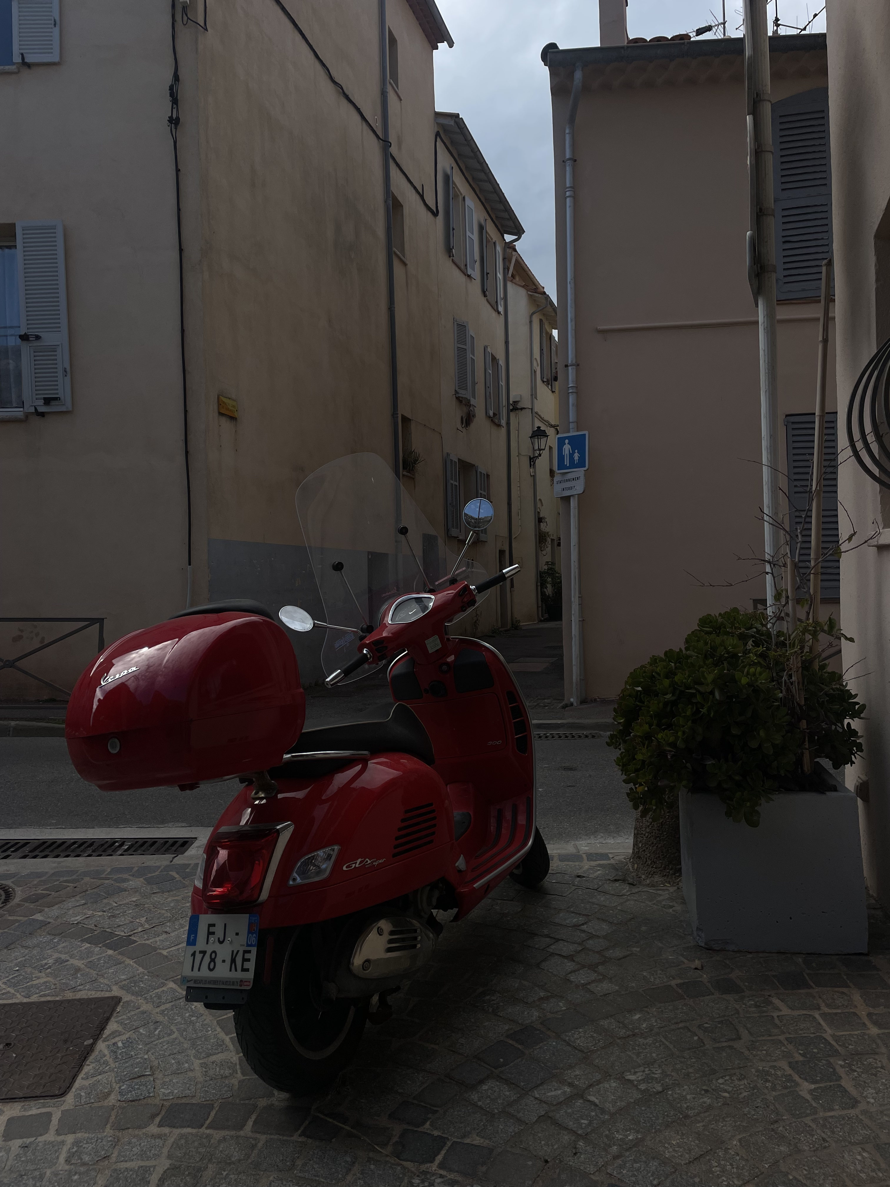 Red Vespa in old town Antibes